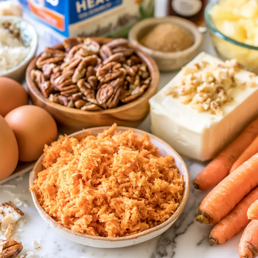salted caramel carrot cake - main ingredients