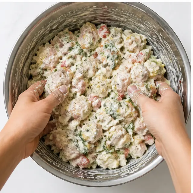 Toss everything together until every piece is fully coated
