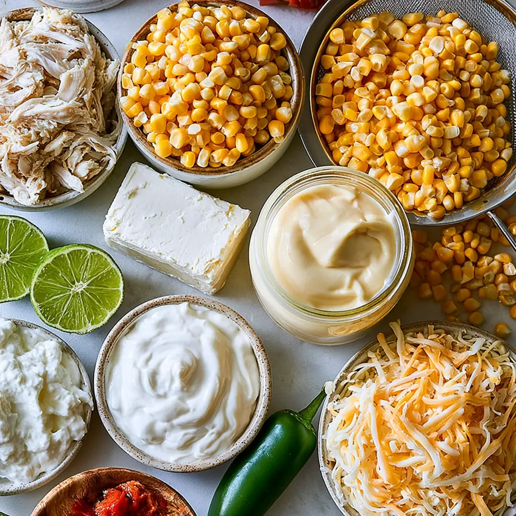 street corn chicken casserole - main ingredients
