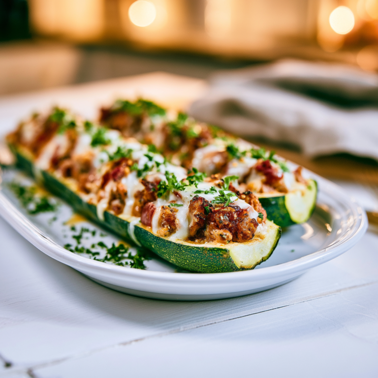 stuffed zucchini boats - final presentation