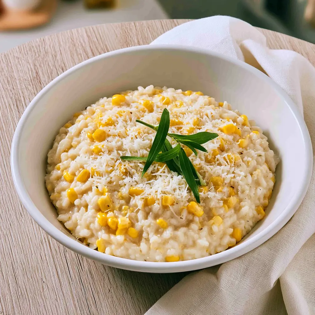 sweet corn risotto - final presentation
