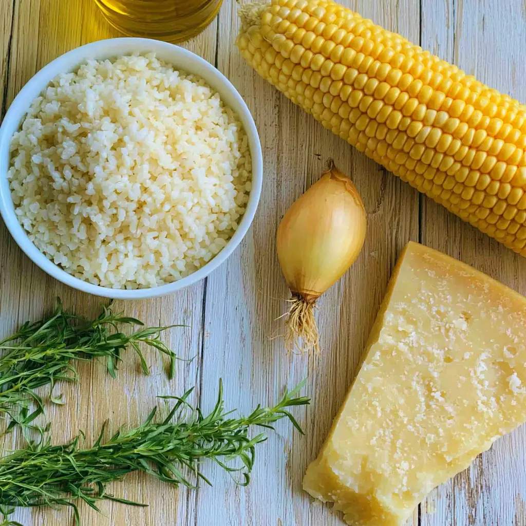 sweet corn risotto - main ingredients