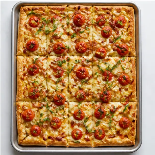 Step 4: Baking the tart until the tomatoes blister and the crust turns deep golden brown