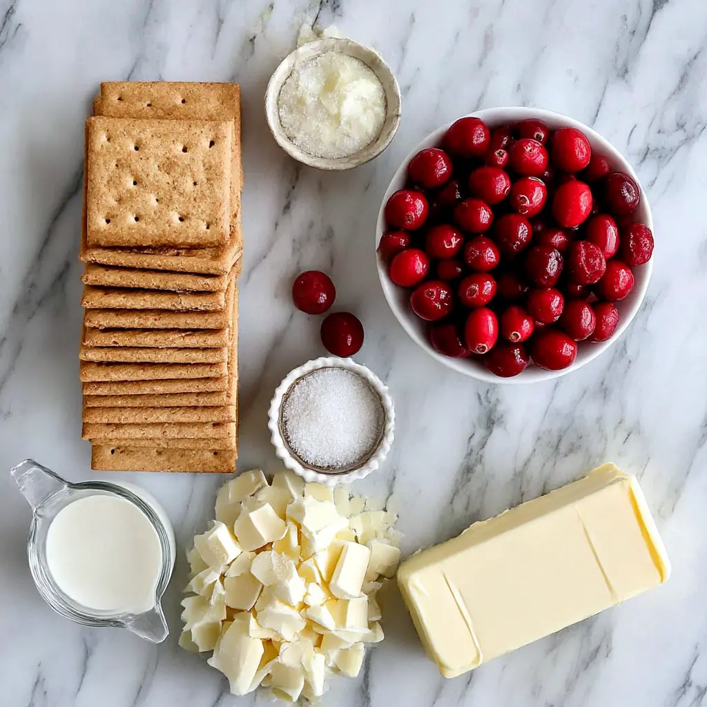 white chocolate cranberry tart - main ingredients