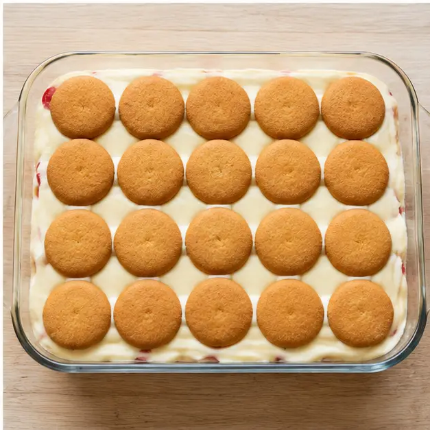 Step 4: Top with shortbread cookies and chill until fully set.
